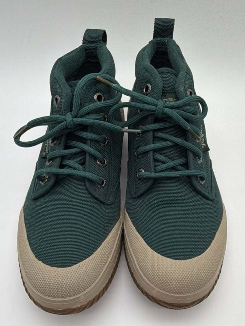 Vasque Portage Green Canvas Tan Rubber Cap Toe High Top Sneakers Size 9